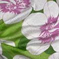Lime green silk chiffon fabric coupon with large white and pink flowers 1,50m or 3m x 1,40m