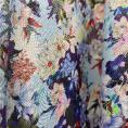 Baby blue silk and viscose twill fabric coupon with a multicoloured floral pattern 1,50m or 3m x 1,40m