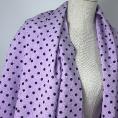 Coupon of polyester crepe pastel purple fabric with black point 1.50m or 3m x 1.40m