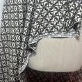 Coupon of silk and viscose twill fabric white background brown pattern 1.50m or 3m x 1.40m