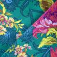 Coupon of green silk satin fabric with flower 1.50m or 3m x 1.40m
