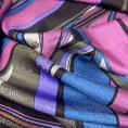 Abstract silk twill fabric coupon in shades of purple and blue 1,50m or 3m x 1,70m