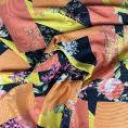 Yellow flowered polyester twill fabric coupon 1,50m or 3m x 1,40m