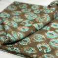 Viscose fabric coupon with turquoise pattern on brown background 2m or 4m x 1.10m