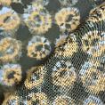 Viscose fabric coupon with yellow pattern on brown background 2m or 4m x 1.10m