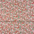 Floral cotton voile fabric coupon in shades of red and green 1.50m or 3m x 1.40m