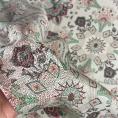 Silk and viscose voile fabric coupon with abstract paisley motifs on a beige background 1.50m or 3m x 1.40m
