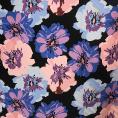 Silk Jawhara fabric coupon with large blue, pink and purple flowers 1,50m or 3m x 1,40m