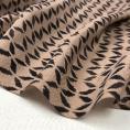 Amber brown silk crepe de chine fabric coupon with a graphic indigo blue print 1,50m or 3m x 1,40m