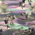 Coupon of cotton fabric printing palm trees on a gradient background of purple tones 3m x 1.40m