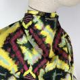 Yellow, green and pink cotton fabric coupon with a batik tie-dye print 3m or 1m50 x 1.40m
