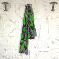 Viscose crepe fabric coupon with foliage patterns in shades of green and purple 1.50m or 3m x 1.40m