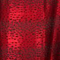 Silk and viscose devoured fabric coupon with panther skin pattern on a red satin base 3m x 1,40m