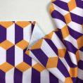 Orange, purple and white geometric print polyester jersey fabric coupon 1,50m or 3m x 1,40m