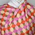 pink, orange and green geometric print polyester jersey fabric coupon 1,50m or 3m x 1,40m