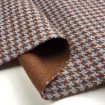 Grey and brown double sided basketweave houndstooth wool fabric coupon 1,50m or 3m x 1,40m