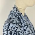 Viscose and linen fabric coupon with black floral prints on blue background 3m 1m50 x 1,40m
