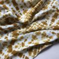 White satiny viscose fabric coupon with an ocher tie-dye print 1.50m or 3m x 1.40m