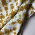 White satiny viscose fabric coupon with an ocher tie-dye print 1.50m or 3m x 1.40m