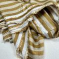 Silk twill and viscose fabric coupon with beige and light brown stripes 1,50m x 1,40m