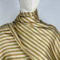 Silk twill and viscose fabric coupon with beige and light brown stripes 1,50m x 1,40m