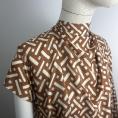 Tan brown silk and viscose twill fabric coupon with a graphic cream print 1,50m or 3m x 1,40m