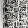 Ivory cotton voile fabric coupon with and graphic black print 1,50m or 3m x 1,40m
