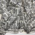 Ivory cotton voile fabric coupon with and graphic black print 1,50m or 3m x 1,40m