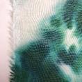 Off-white cotton voile fabric coupon with a blue and green dye blotch print 1,50m or 3m x 1,40m
