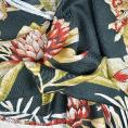 Silk and viscose fabric coupon with gold and red floral pattern on black background 1,50m or 3m x 1,40m