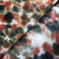Off-white cotton voile fabric coupon with a green, orange and grey dye blotch print 1,50m or 3m x 1,40m