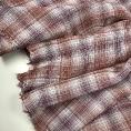 Burgundy, white and rusty orange checked cotton voile seersucker fabric coupon 1,50m or 3m x 1,40m