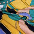 Multi-coloured silk voile fabric coupon with abstract seventies print 1,50m ou 3m x 1,40m