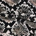 Viscose crepe fabric coupon with black and white snake patterns 1,50m or 3m x 1,40m