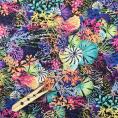 Thick polyester crepe fabric coupon flowers and shells multicolor 1.50m or 3m x 1.40m