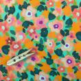 Floral polyester muslin fabric coupon on orange background 1,50m or 3m x 1,40m