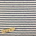 Coupon Striped cotton seersucker fabric ecru and blue 3m x 1.40m