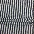Navy blue and white striped cotton seersucker fabric coupon 1,50 or 3m x 1,50m