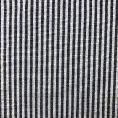 Navy blue and white striped cotton seersucker fabric coupon 1,50 or 3m x 1,50m