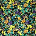 Coupon of lightweight cotton canvas fabric printed with flowery print on black background 1,50m or 3m x 1,40m
