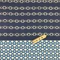 Coupon of cotton canvas fabric printed with geometric patterns in shades of blue 1,50m or 3m x 1,40m