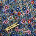 Coupon of viscose pique fabric with colorful flowery print on light blue background 1,50m or 3m x 1,40m