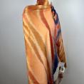 Coupon of viscose voile fabric with orange and blue print 1,50m or 3m x 1,40m