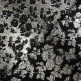 Reversible black/silver polyester jacquard fabric with floral pattern 1.50m or 3m x 1.40m
