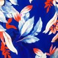 Coupon of silk crepe de chine with giant floral print on electric blue background 1,50m or 3m x 1,40m