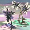 Coupon of cotton fabric printing palm trees on a gradient background of purple tones 3m x 1.40m
