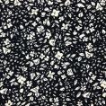 Coupon of polyester and elastane twill fabric with flowery prints on black background 1,50m or 3m x 1,40m