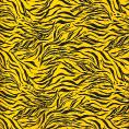 Coupon of polyester twill fabric with a black tiger print on a yellow background 1,50m or 3m x 1,40m