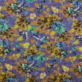 Coupon of viscose twill fabric with flowery patterns on a purple background 3m x 1,40m