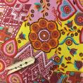 Silk satin fabric coupon printed abstract multicolor 1.50m or 3m x 1.40m